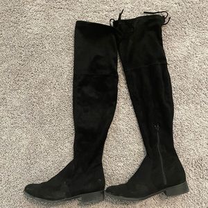 Faux Black Suede Knee high boots